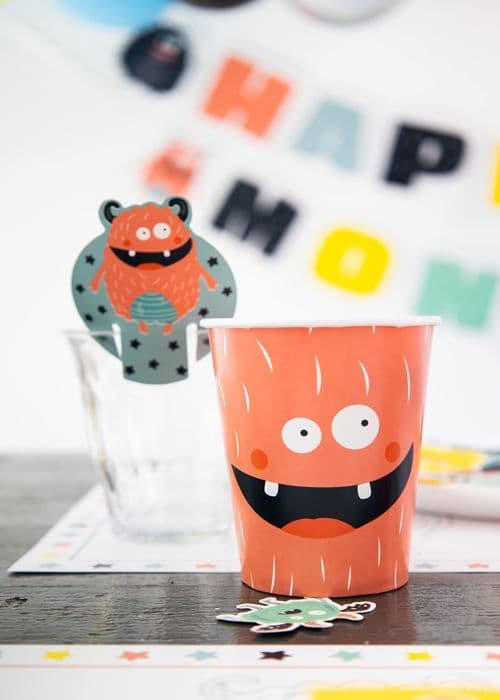 Engångsglas - engångskoppar Folat - 68346 - Monster Bash-koppar 250ml-6 styck, Multicolor