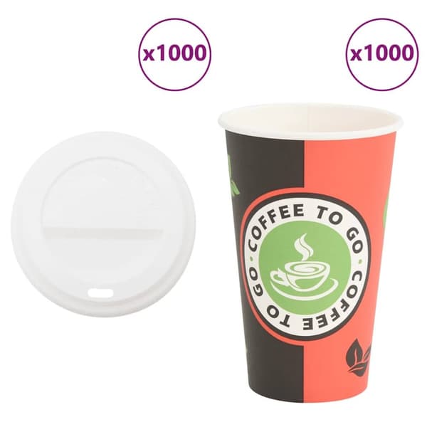 Kaffekoppar i papper med lock 1000 st 16oz 400ml