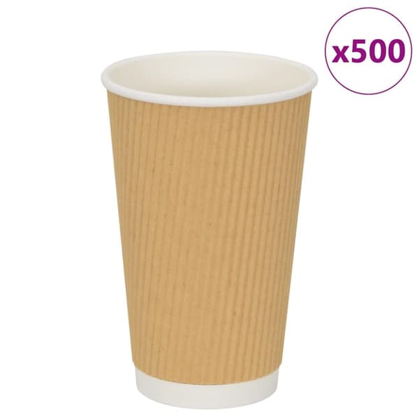 Kaffekoppar i papper 500 st 16oz 400ml brun