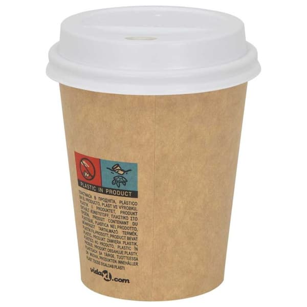 lock för kaffekoppar av papper Ø80 mm 8oz 1000 st vit plast