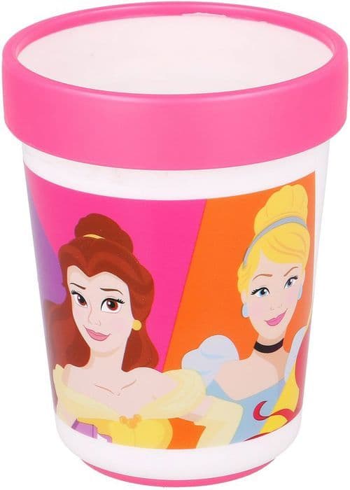 Plastikmugg rosa Disney Tataway Prinsessor Jasmine Rapunzel Belle Snövit Ariel Askungen Sovande skogen 260ml med anti-glid bas