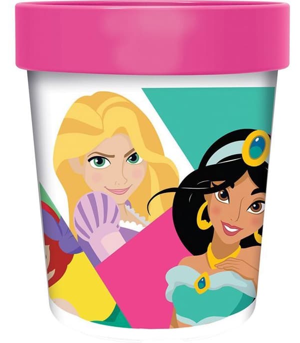 Plastikmugg rosa Disney Tataway Prinsessor Jasmine Rapunzel Belle Snövit Ariel Askungen Sovande skogen 260ml med anti-glid bas