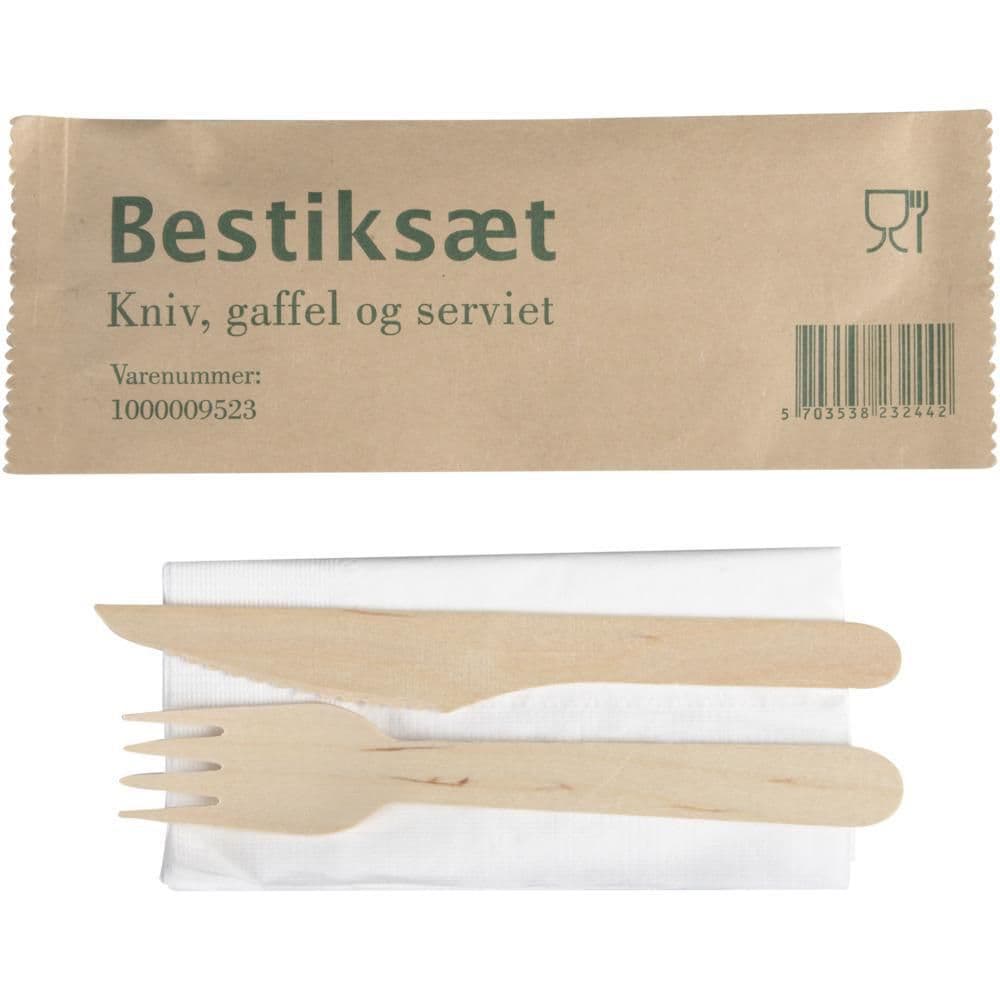 Besticksset trä med servett 400/FP