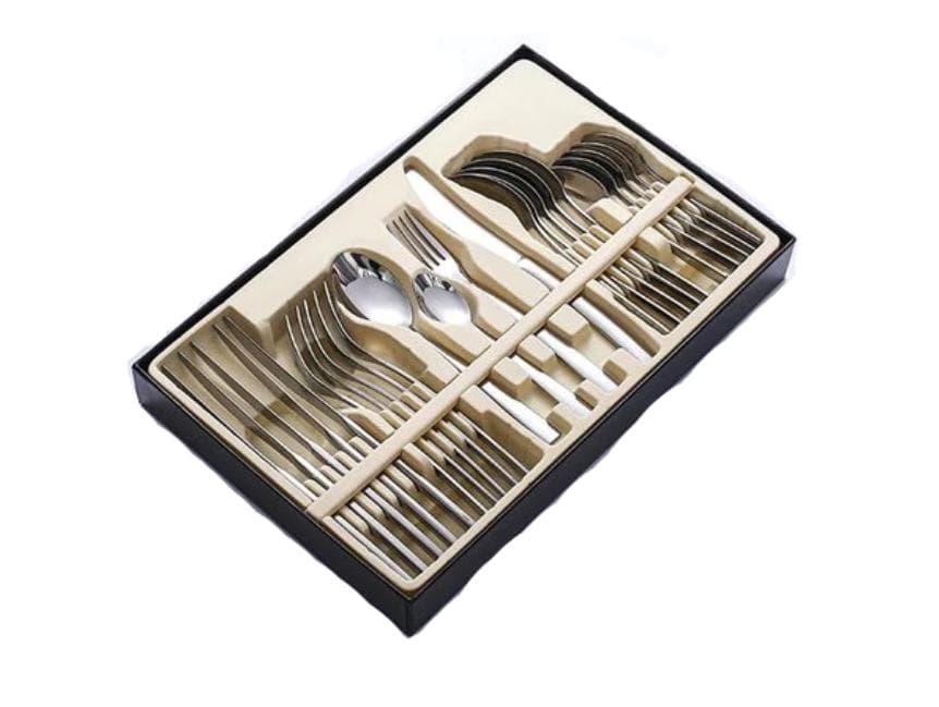 Elegant livets bestick, silverbestick, västerländsk mat, 24-del, silverfärgad