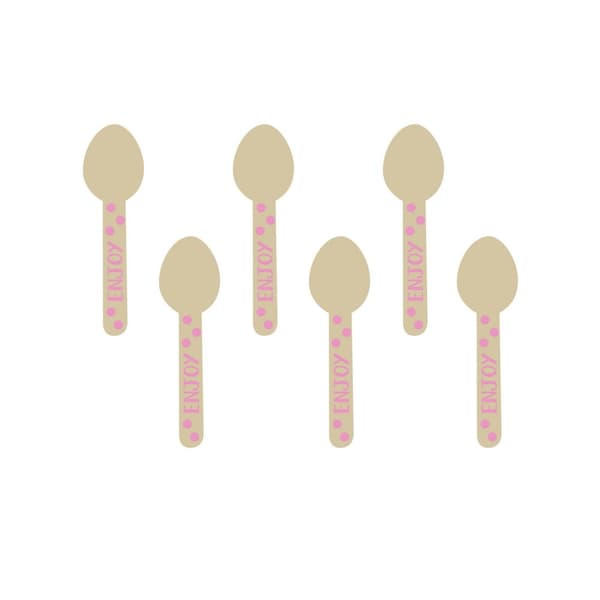 Amscan Mini Wooden Spoon Light Pink/Cream One Size