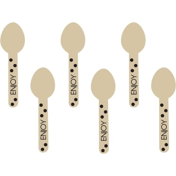 Amscan Wood Polka Dot Disposable Spoons (Pack of 12) Wood/Black One Size