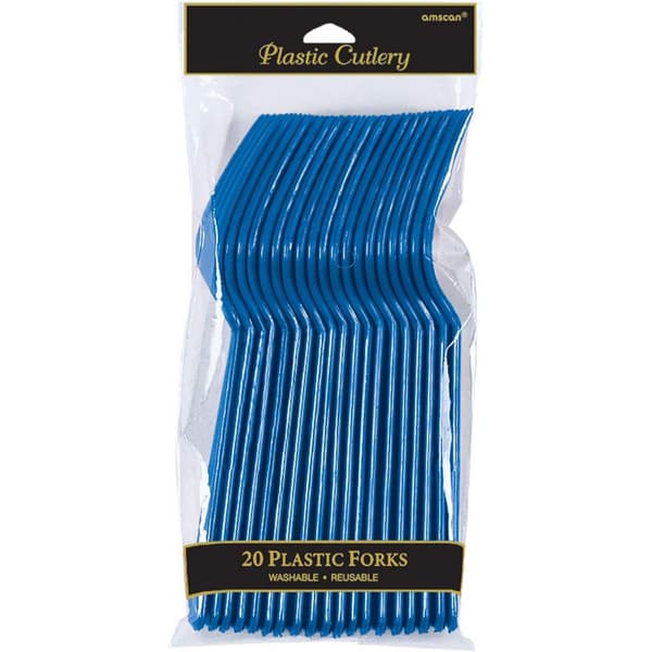 Amscan Plastic Disposable Forks (Pack Of 20) Dark Blue One Size
