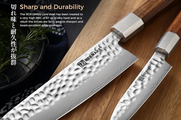 KEEMAKE 8-tums Gyuto Kockkniv, Högkolhaltigt Rostfritt Stål, Ergonomiskt Rosenträhandtag,8 tum
