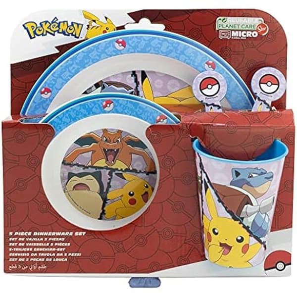 Pokémon servisset - STOR - 5 delar - Återanvändbar - Vit - Barn - Tål diskmaskin