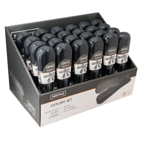 Portabel bestickset - Nerthus - 3 delar - Svart - Diskmaskin vänlig - Bly