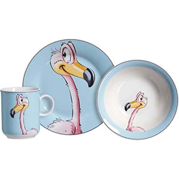 Ritzenhoff &amp; Breker Happy Zoo Flo Barnservis 3 delar Motiv flamingo