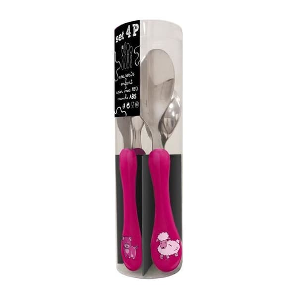 AMEFA Set med 4 bestick i tub Child Range - Fuchsia
