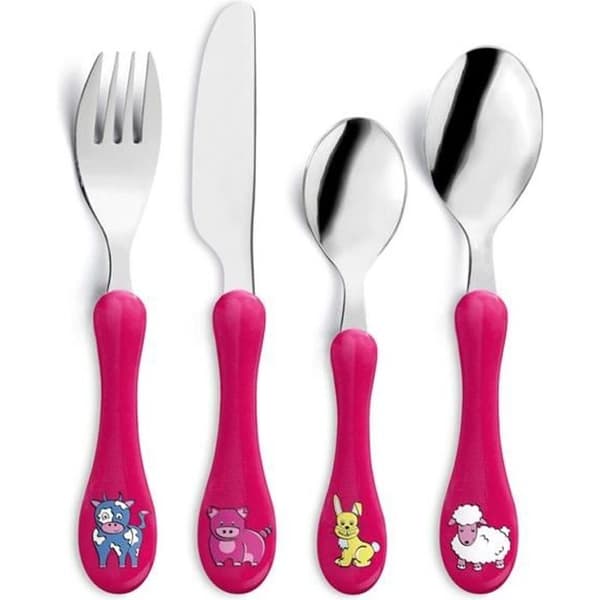 AMEFA Set med 4 bestick i tub Child Range - Fuchsia