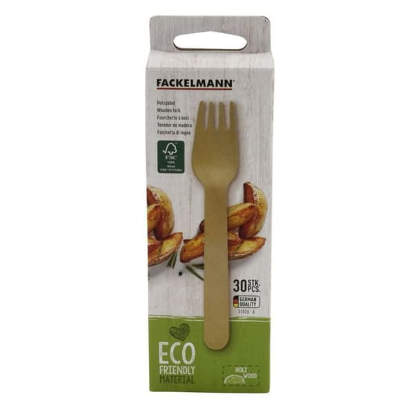 Set med 30 engångs trägafflar 16 cm Fackelmann Move