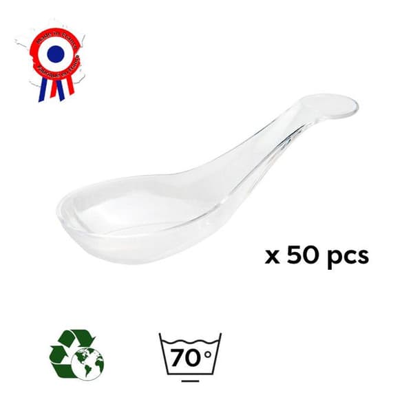 50 Indhye småskedar 1,7 cl av 102 x 38 x Ht. 32 mm återanvändbar, återvinningsbar 100 % fransk - Transparent - D-Work