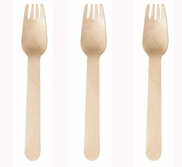 Don palillo engångsbestick - 100 engångsgafflar av trä, 16 cm. 100% naturlig, ekologisk, biologiskt nedbrytbar