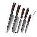 Miniatyrbild 1 av 2: Kockknivset, 7CR17 rostfritt stål, ergonomiskt trähandtag,5PCS SET 02