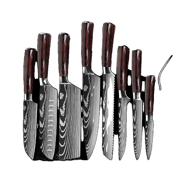 Kokkiveitsisarja, 7CR17 ruostumaton teräs, ergonominen puukahva,8KPL SETTI