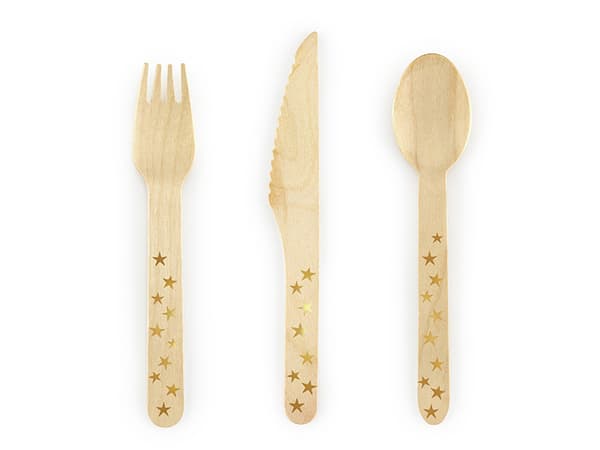 Puiset aterinsarjat Tähdet, kulta, 16 cm (1 pkt / 18 kpl)