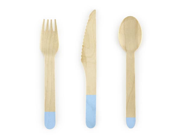 Träbestick, ljusblå, 16 cm (1 kartong / 50 förpackningar) (1 förpackning / 18 st.)
