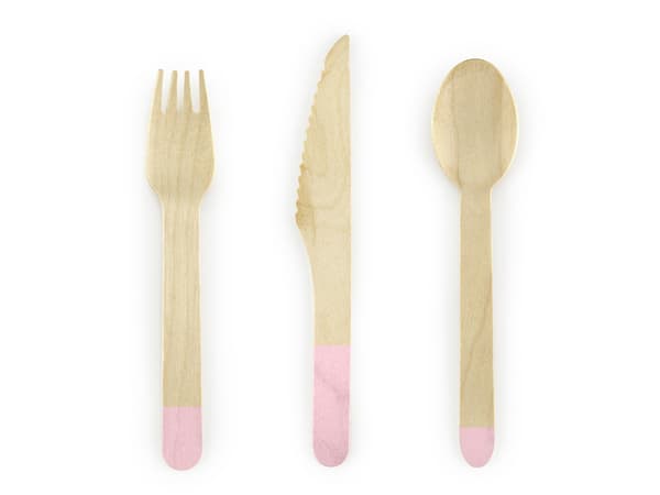 Træbestik, lyserød, 16 cm (1 pakke / 18 stk.)