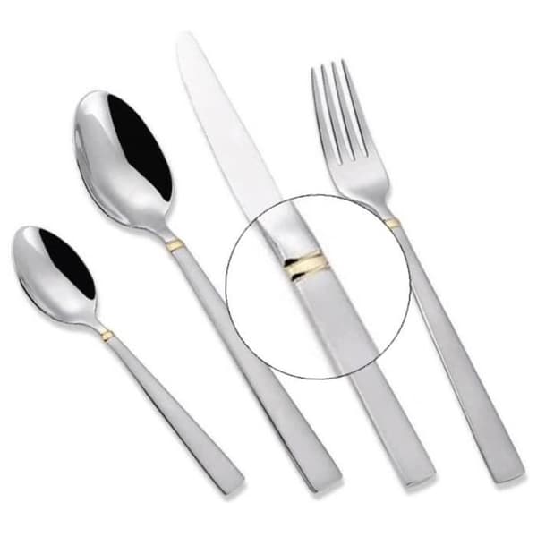 Set med bestick 24 delar för 6 personer i rostfritt stål 18/10 Maestro silver/guld