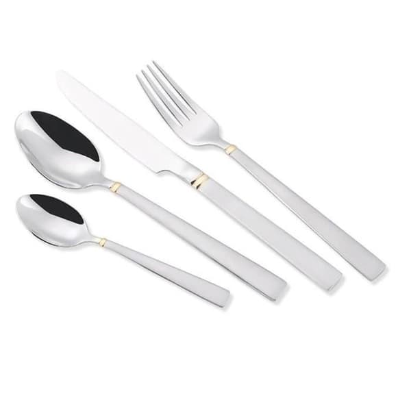Set med bestick 24 delar för 6 personer i rostfritt stål 18/10 Maestro silver/guld