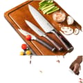 Miniatyrbillede 1 af 4: Sæt af kokkeknive, ergonomisk Pakkawood-håndtag, højkulstof rustfrit stål