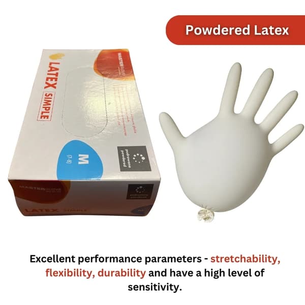 100-Pack - Latexhandskar med Pulver