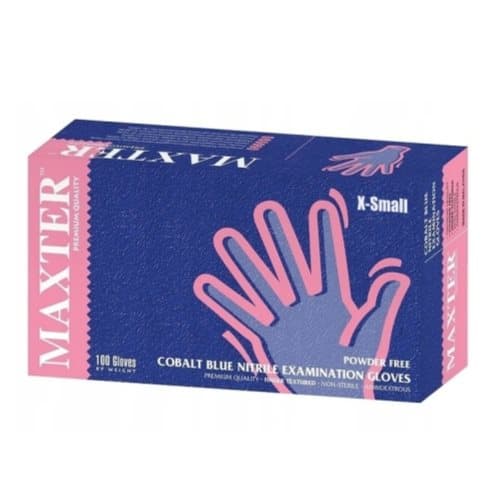 MAXTER Pudderfri nitrilhandsker BLÅ - XS - 100 stk.