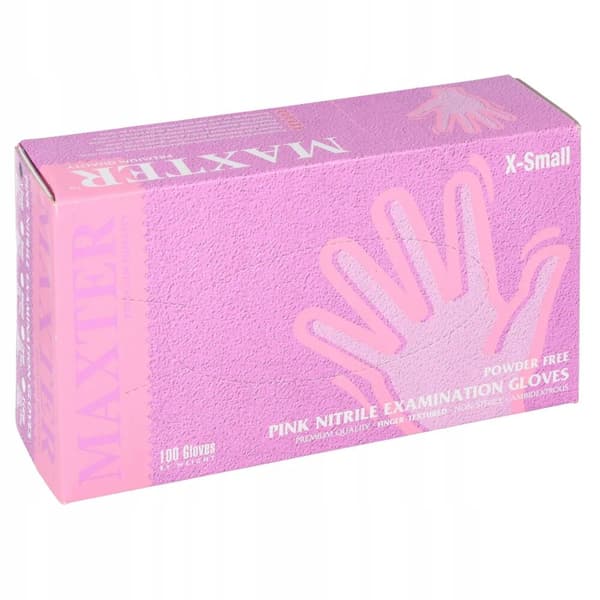 MAXTER Pudderfri nitrilhandsker PINK - XS - 100 stk. - X-SMALL
