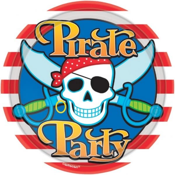 Amscan Pirate Design Party Plates (Pack Of 8) White/Red/Blue One Size