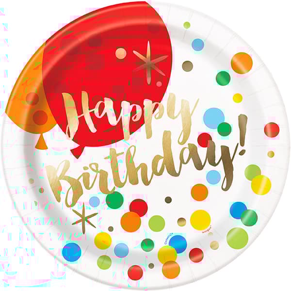 Unique Party Glitzy Gold Birthday 9 tommer plader (pakke med 8) Multicoloured Pack Of 8