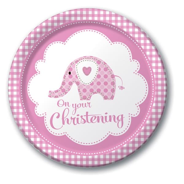 Creative Party Baby piger elefant dåbsplatter (pakke med 8) Pink One Size
