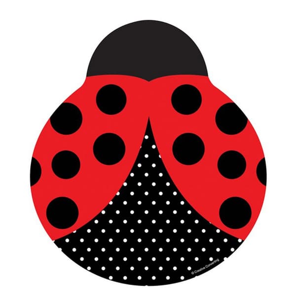 Creative Converting 9in Ladybird Shaped Plates (Pack Of 8) Red/Black/White 9in