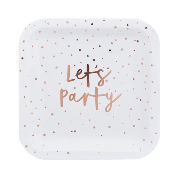 Tallrik Lets party roséguld, 10-pack