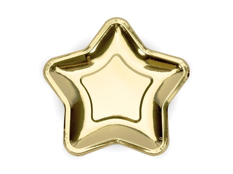 Tallrik stjärna guld, 6-pack
