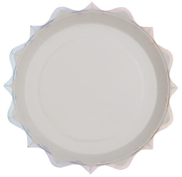 Tallrik vit med silverkant,10-pack