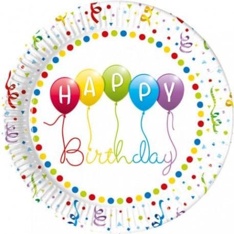 Happy Birthday tallrikar (8-pack)