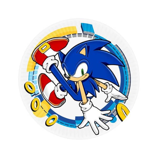 8-Pack Sonic The Hedgehog Paptallerkener 23cm