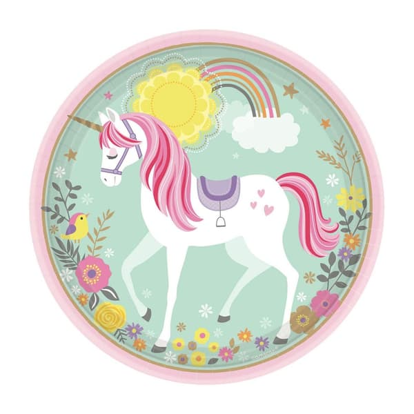 Amscan Magical Paper Unicorn Disposable Plates (Pack of 8) Multicoloured One Size