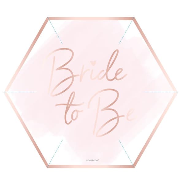 Amscan Team Bride papir Hexagon Party Plates (pakke med 8) Pink One Size