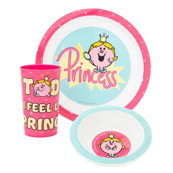 Mr Men Little Miss Princess Tableware Set (Pack of 5) Pink/Blue/White One Size