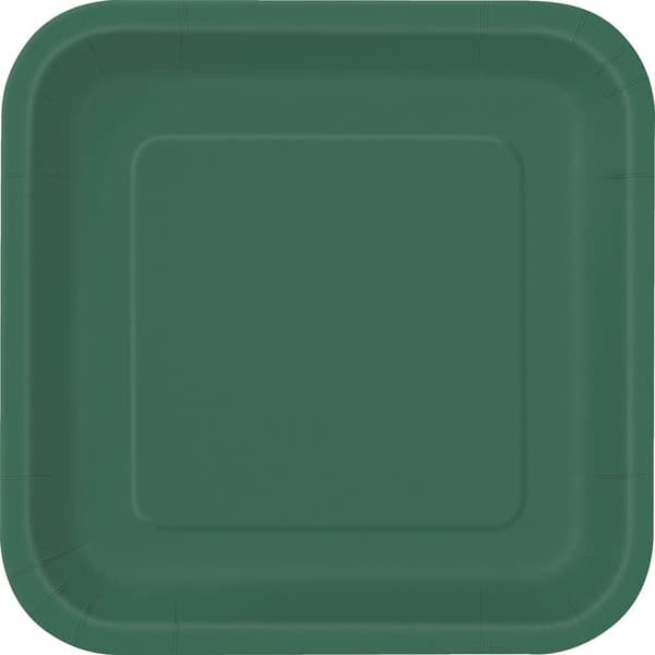Unique Party Firkantet desserttallerken (pakke med 16) Forest Green One Size