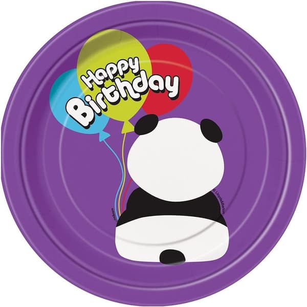 Unique Party Panda Birthday Dessert Plate (Pack of 8) Purple One Size
