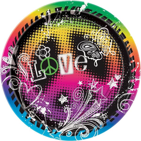 Unique Party Tie Dye engangstallerkener (pakke med 8) Multicoloured One Size