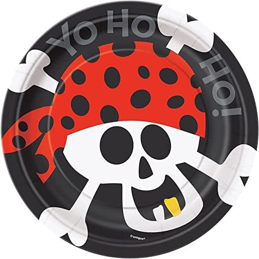 Unique Party Tallrikar för piratkalas (8-pack) Black/Red/White One Size