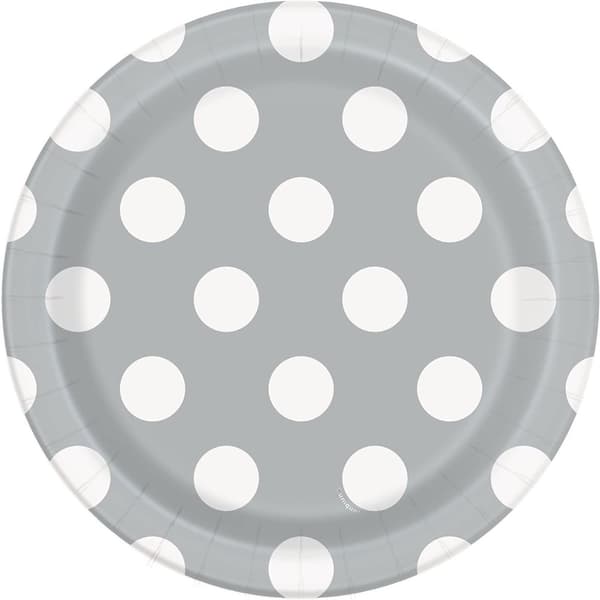 Unique Party Polkaprikkede festtallerkener (pakke med 8) Silver One Size