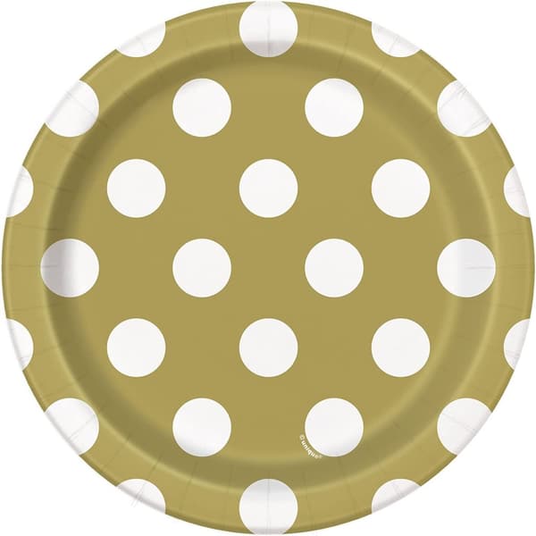 Unique Party Polkaprikkede festtallerkener (pakke med 8)