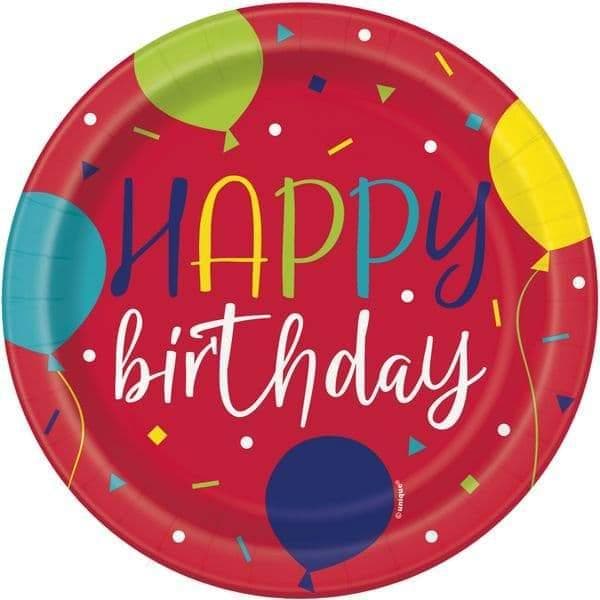 Unique Party Balloon Dessert Plate Multicoloured One Size
